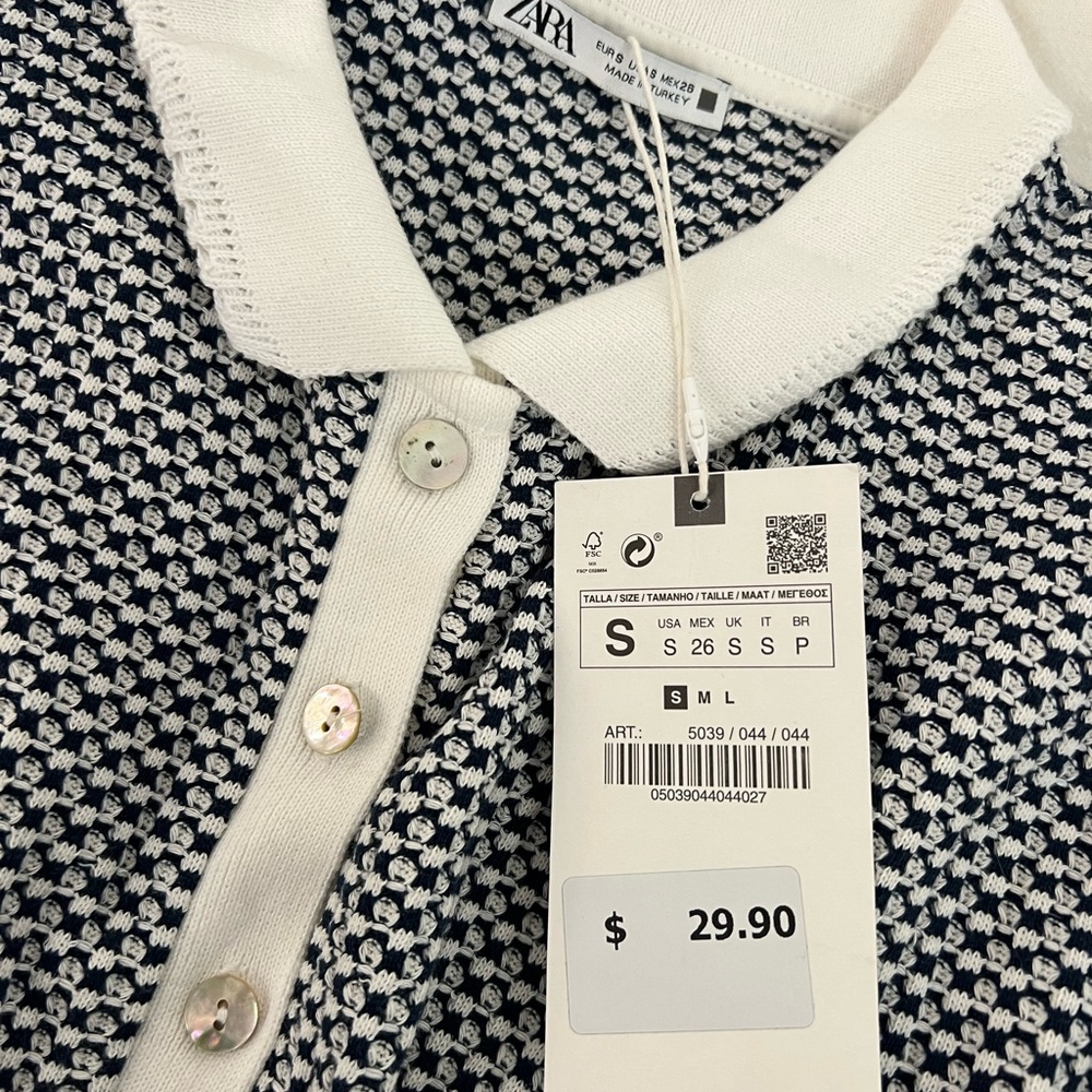 Jacquard Polo Shirt - Blue/White